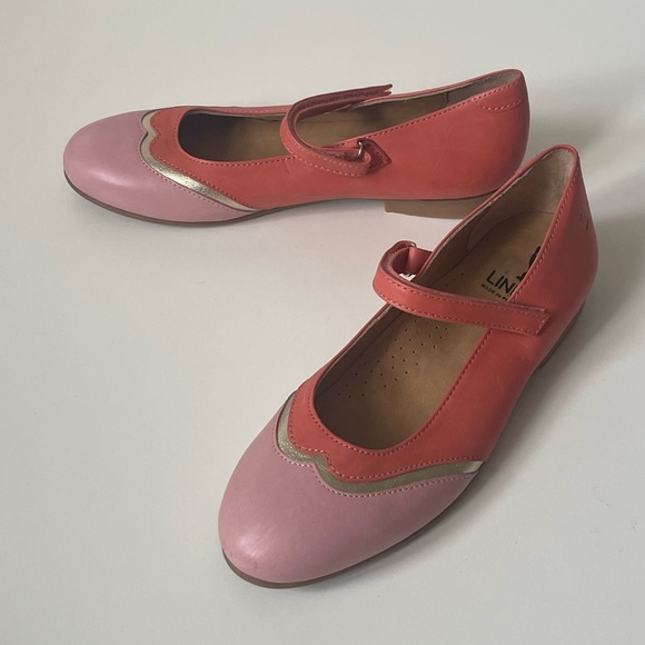 Lindo Girls’ Leather Coral & Pink Mary Jane Shoes - Picture 5 of 16